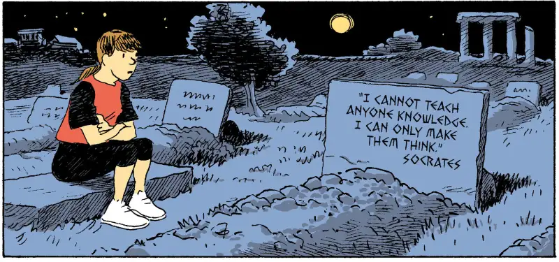 A panel from the comic Sophie’s World by Vincent Zabus and Nicoby