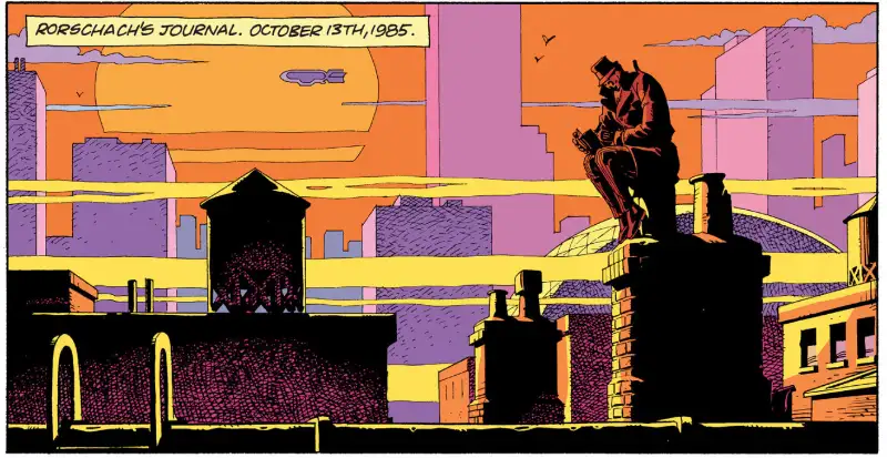 A panel from Watchmen by Moore and Gibbons