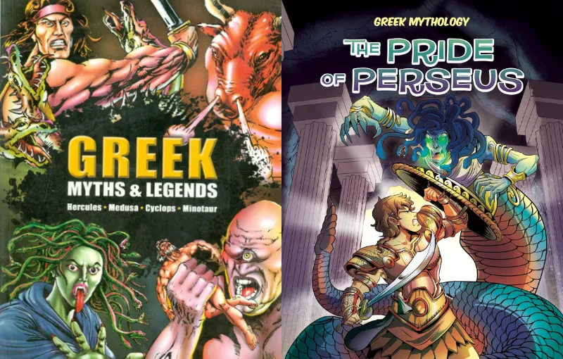 Greek Myths and Legends and Greek Mythology Graphic Novels book covers for children and educational use